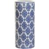DRW Portaombrelli in Porcellana Rotonda con Decorazione Blu e Bianca arabesco, 19 x 19 x 45 cm