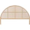 DRW Testiera per letto 150-160-180 cm in rattan mezzaluna con gambe 180 x 3,5 x 120 cm