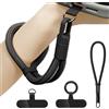 Bellanova Corto Cordino per Cellulare, Laccio per Cellulare da Polso, Cinturino da polso con patch ultra sottile, Catena Rimovibile Compatibile con Smartphone (Nero)