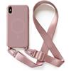 Leather Armor Cover Compatible con iPhone XS Max rimovibile custodia in silicone,[Antiurto] [AntiGraffio] [Antiscivolo] Custodia con Regolabile Collana per Cordino Collana Necklace Cover Corda-Rosa