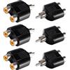 KUOQIY 6 Pezzi Adattatore RCA Splitter, RCA 1 Maschio a 2 Femmina Connettore Phono AV Video Y Splitter, per Subwoofer, Altoparlanti, TV, Audio Digitale, Nichelato - Nero