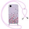 Yoedge Cover con Cordino per iPhone Air/iPhone 17 Air 6,5, Aesthetic Disegni Fiori Custodia con Corda Tracolla Laccio Collana, Ultra Sottile Silicone TPU Antiurto Protettiva Case, Viola