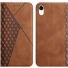 KOUYI Cover per iPhone XR (6,1 Pollici), Custodia Portafoglio,Cover Libro,Pelle Flip/Folio Case con [Funzione di Supporto] [3-Scheda Slot] [Magnetica] Antiurto (Marrone)