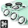 Kucheed Proteggi Obiettivo Fotocamera Compatibile con iPhone 12 Pro Max, Copriobiettivo per Fotocamera in Vetro Temperato Diamante, 9H Adesivi per Pellicole con Anelli Metallici