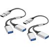 AXFEE 2 Pezzi Splitter Sdoppiatore USB Y, Cavo Splitter, Doppia presa USB2.0, Adattatore USBMaschio femminaper Mac,Car,Xbox One Series X S, PS4, PS5, Laptop - Argento