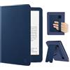 FINTIE Custodia per 7 Kindle Paperwhite (12ª Gen) / Colorsoft - 2024/2025 | Protettiva Supporto Cover con Slot per Schede & Hand Strap per Kindle Paperwhite e Kindle Colorsoft Signature, Blu Scuro