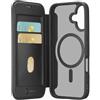 cellularline - Daily Mag - Custodia a libro con retro rigido semitrasparente - Compatibile con iPhone 17 - Compatibile con ecosistema Magsafe® - Dotata di 2 slot porta carte - Nero