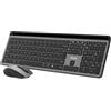 NGS Eclipse Kit - Tastiera e mouse wireless QWERTY spagnoli, ricaricabili, 12 tasti multimediali, multidispositivo, DPI 800/1200/1600, design minimalista