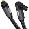 EMK Cavo ottico Toslink ad angolo retto 90 gradi, cavo audio ottico digitale in nylon intrecciato maschio a maschio, cavo Toslink per home theater, soundbar, Smart-TV, altoparlanti (3 metri)
