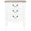 DRW Comodino classico a 3 cassetti Legno bianco 47x35x66 cm