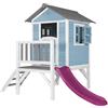 AXI Beach Lodge XL Casetta blu con scivolo viola | Casa per bambini su palafitte con veranda in legno FSC | Parco giochi per il giardino.