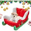 Generic Cuccia Per Cani E Gatti Di Natale - Divano Peluche Rosso Con Slitta Natalizia, Costruzione Morbida E Confortevole, Pelliccia Sintetica, Per Cani Piccoli, Interno