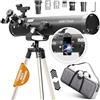 Adler Focus Telescopio 76700, nuovo sviluppo 2023, ingrandimento 20-350x, per principianti, professionale, portatile e potente, facile da montare, luna, pianeta e guardia stellare (nero opaco)