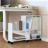 AUSHOPLAH Libreria, scaffale per computer, scrivania in legno, con ruote, E105 (bianco, 80 x 17 x 50 cm)