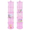 ZYETGH 2 Pezzi Portaoggetti da Appendere, Organizer da Appendere Contenitore da Appendere Pieghevole con 5 Scomparti per la Cameretta dei Bambini il bagno il Balcone (Rosa)