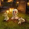 PARTY GO Natale Horror 2025 Decorazioni Halloween Esterno Scheletro Finto, Set Realistico (3 pz.) Teschio e Braccia, Testa e Mani Spaventosi per Decorazione Casa, Giardino