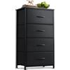 Coleshome Cassettiera Camera da Letto, Cassettiera Piccola Alta con 4 Cassetti in Tessuto, Piano in Legno, Robusta Struttura in Acciaio, Adatta per Camera da Letto e Soggiorno, 40 x 30 x 80 cm, Nero