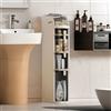 Niwugady 5 Tiers, armadietto da bagno impermeabile, 97 x 41 x 18 cm, multifunzione, con ruote, adatto per WC, camera da letto, cucina, soggiorno, bianco