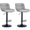 CLP Set di 2 sgabelli da bar in tessuto Vonore I Regolabile in altezza e girevole a 360 gradi, Colore:grigio, Colore del telaio:nero