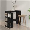 QZZCED Tavolo da Bar,Tavolo bar alto Penisola cucina Tavolino da caffè Adatto per cucina, caffetteria, soggiorno, studio con Ripiani Nero 100x50x101,5 cm in Truciolato