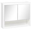 HOMCOM Armadio a specchio per bagno, pensile per bagno, 2 ante a specchio, con ripiano aperto, 80L x 20D x 65H cm, bianco