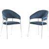 SIEDITI FUORI E DENTRO Set di 2 sedie poltroncine imbottite in velluto moderne per sala da pranzo o cucina con gambe in metallo Lea (Gambe Argento, Velluto Blu)