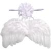Nishine 2 PACK BIANCO Neonato Fuzzy Piuma Angelo Ali Per Bambino Cosplay Ragazza Costume Fotografia (Fiore Di Chiffon)