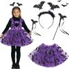 Costume Morte Per Bambina – Vestito Da Tristo Mietitore Con Mantello, Falce, Guanti Scheletro E Occhiali Luminosi. Set Completo Per Halloween, Carnevale E Feste Gotiche. Taglie Da 110 A 150 Cm.