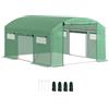Outsunny Serra a tunnel 4x3x2 m con 3 porte scorrevoli 6 finestre Copertura in PE 140g/m² Struttura in acciaio zincato per la coltivazione di piante e fiori Verde