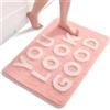 QJHOMO Tappeto da bagno rosa e bianco, piccolo, antiscivolo, lavabile, grazioso tappeto da bagno, decorazione per il bagno, morbido, in microfibra, morbido, assorbente, 55 x 81 cm