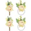 PATIKIL Set di Fiori da Polso e Boutonniere in Rosa, 4 Pezzi Fascia da Polso per Fiori da Sposa Bracciale Accessori per Uomo Donna Festa di Laurea Ballo di Fine Anno, Champagne
