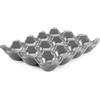 Flexzion Vassoio in ceramica per 12 uova, per una dozzina di uova in porcellana, contenitore decorativo per frigorifero, piano di lavoro, cucina, colore grigio