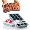 Blumtal Set di 3 stampi per cubetti di ghiaccio in Silicone - Stampo per 15 cubetti di ghiaccio con coperchio - Stampo per cubetti di ghiaccio in silicone senza BPA - 2x grigio blu + blu chiaro