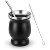 CHEOTIME Tazza Yerba Mate, Tazza Mate in Acciaio Inossidabile con Spazzola Per La Pulizia Paglia Yerba Mate Nera Kit Yerba Mate Zucca Yerba Mate Per Regali Per La Preparazione del Tè