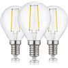 Hellum Lampadine di filamenti a LED base E14, 3 pezzi, 2W lampadina filamento LED sfera goccia, bianco caldo 2700 K vintage lampada G45, chiaro 208108