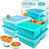 Walfos Stampi per congelatore in silicone per 1 tazza con coperchio, 4 confezioni di vassoi per cubetti di ghiaccio per alimenti, contenitori in silicone per conservare e congelare zuppe, brodo, salsa
