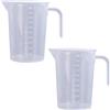 FANNAS 2 Pezzi Misurino in Plastica Trasparente Tazza Dosatrice con Manico Recipiente Graduato Tazza con Misurino Cucina,Adatto per le Misure di Laboratorio in Cucina(1000ML)