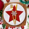 QUOHE Portaposate in Feltro di Natale, 12 Pz Tasca per Posate Stella Decorazioni da Tavola Natalizie, Rosso Coltelli Forchetta Cucchiaio Stoviglie Porta Posate per Decorazione Addobbi Tavolo Natalizio
