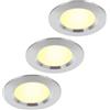 HCFEI Set di 3 faretti per mobili a incasso 12V ultra piatto 3W LED da incasso 55mm taglio foro con cavo da 2M IP44 faretto da soffitto per camper roulotte (Cromo 4000K)