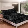 Loussiesd set di biancheria da letto con ragnatela, e bambini, set di lenzuola a Halloween spaventoso, lenzuolo con angoli con angoli, colore nero, bianco, a animale, singola, 2 pezzi