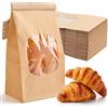 deegbbyi 25 Pezzi Sacchetti Carta Kraft con Finestra, Sacchetti Kraft per Alimenti e Regalo, Buste Carta Alimenti Richiudibili, A Prova di Umidità, per Il Compleanno, Matrimonio, Partito, Anniversario