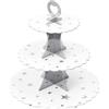 Soleebee Supporto per torte in cartone, 3 ripiani, supporto per cupcake, porta muffin, accessorio per feste, matrimoni, compleanni, feste, torte, panini, torte (1 pezzo, Silver Star)