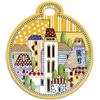 Egan Sottopentola Collezione Paese Mio. Sottopentola in Ceramica Smaltata di Colore Giallo con Fantasia a Paesaggio. Misure: 17x19 cm. La refernza è 121026