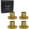 heimzeit Portacandele in Metallo per Candele a Stelo Ø25 mm e Candele da Tavolo [4 Pezzi, Rotondo], Colore: Oro, Design Elegante, Candelabro per una Raffinata Decorazione Della Stanza
