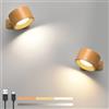 Mexllex Lampada da parete a LED, applique da parete interna, camera da letto, porta di ricarica USB, controllo tattile 3 livelli di luminosità, temperatura di 3 colori, luci girevole