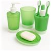 Mypicompany. Set da bagno verde da 4 pezzi in plastica infrangibile: dispenser sapone da bagno, portasapone da bagno, bicchiere, portaspazzolini. Set da bagno per bambini e adulti. Accessori da bagno