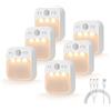 MERTTURM Luce Notturna Sensore Movimento[1 Mese una Carica], Ricaricabile Luce Notturna Bambini, 3 Colori e 3 Modalità e Dimmerazione Continua Luce Led per Corridoio/Scale/Bagno/Camere da Letto, 6 pz