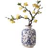 Yizzwtc Vaso Ceramica Bianco e Blu Cineserie, Vaso da Fiori Vintage in Porcellan, VasI Decorativo Ceramica Rustica con Smalto a Crepe per la decorazione casa e ufficio 12.5 x 18.5 cm (S)