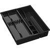 WELLGRO Portaposate - 39 x 30,5 x 7,0 cm (lunghezza x larghezza x altezza) - 7 ripiani - Made in EU - Materiale plastica senza BPA - Inserto per posate - Scatola per posate, colore: nero