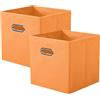 powerking Contenitore contenitore di stoccaggio in tessuto, 2 Pack pieghevole panno di stoccaggio Cube Organizer Cassetto con maniglia in metallo per armadio e giocattoli di stoccaggio, Arancione